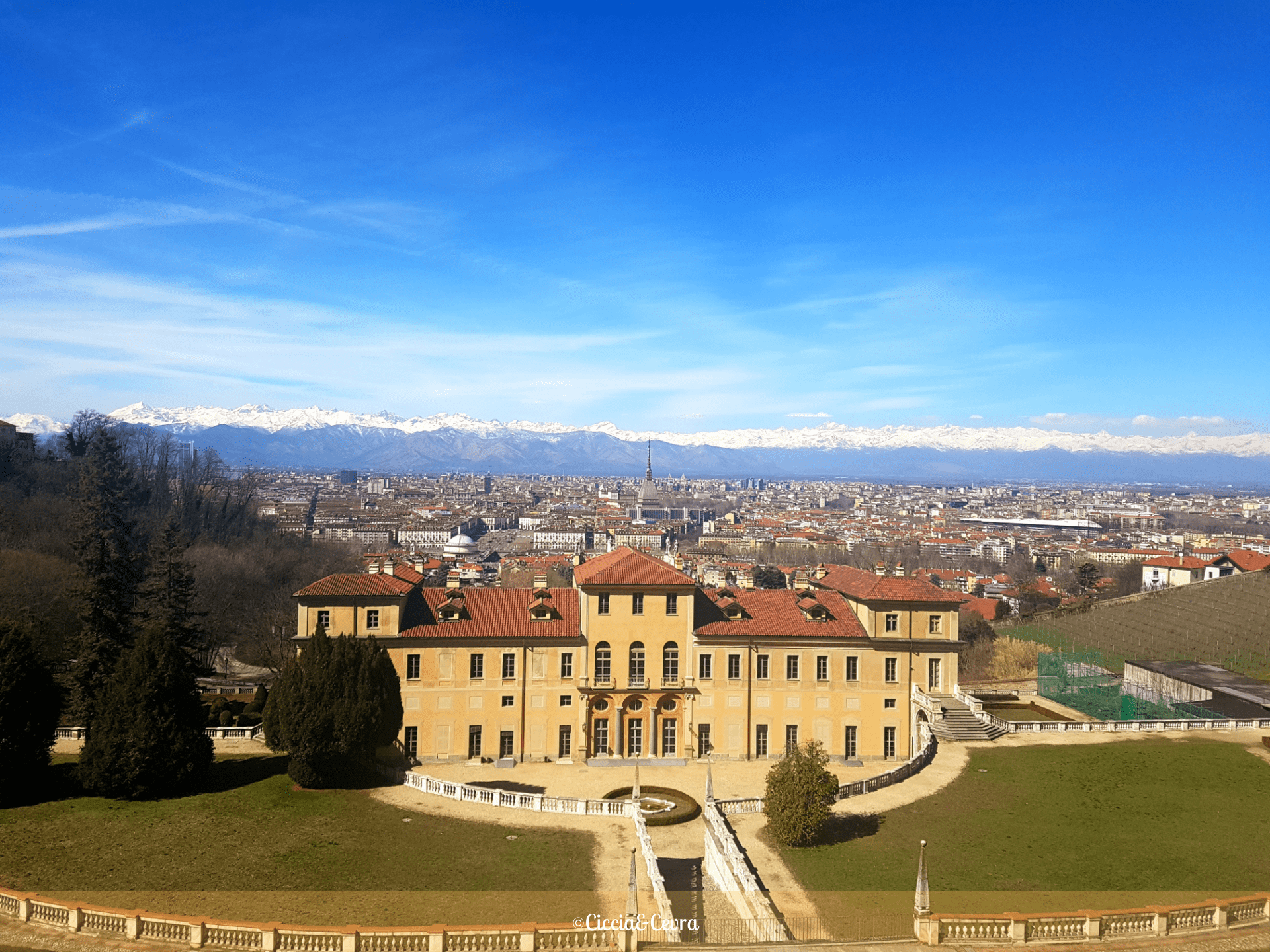 villa della regina e vista sugli Alpi torino